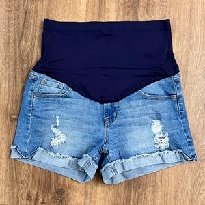 PINKBLUSH Maternity Distressed Jean Shorts Sz 30